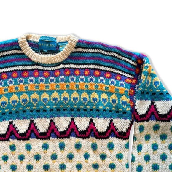 Vintage 80s Hand-Knit Wool Sweater XL – Grandpa Core - Picture 2 of 7